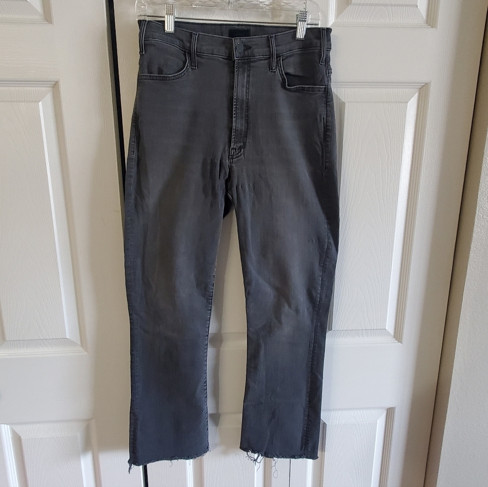 MOTHER THE HUSTLER ANKLE FRAY SZ 31. STRAIGHT. STRETCH GRAY